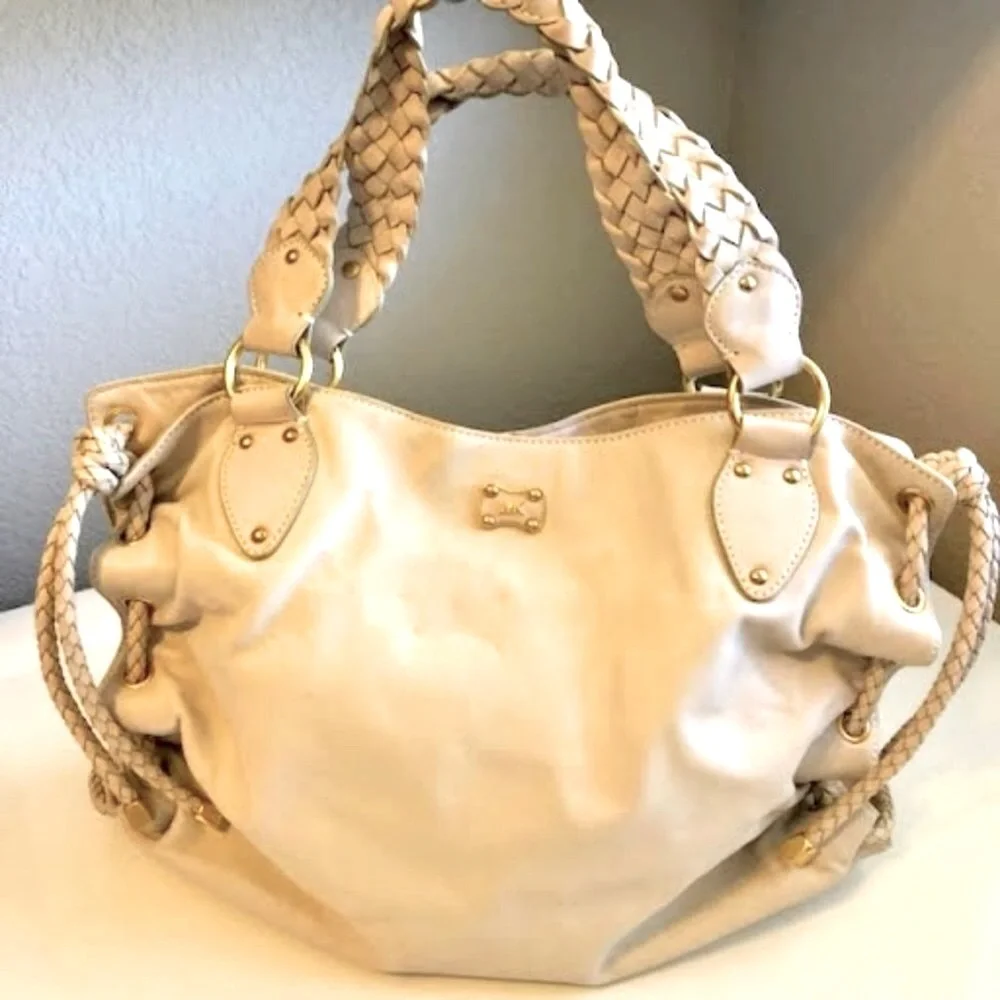MICHAEL KORS Boho Leather Hobo Bag Braided Straps Cinched Sides MSRP $458